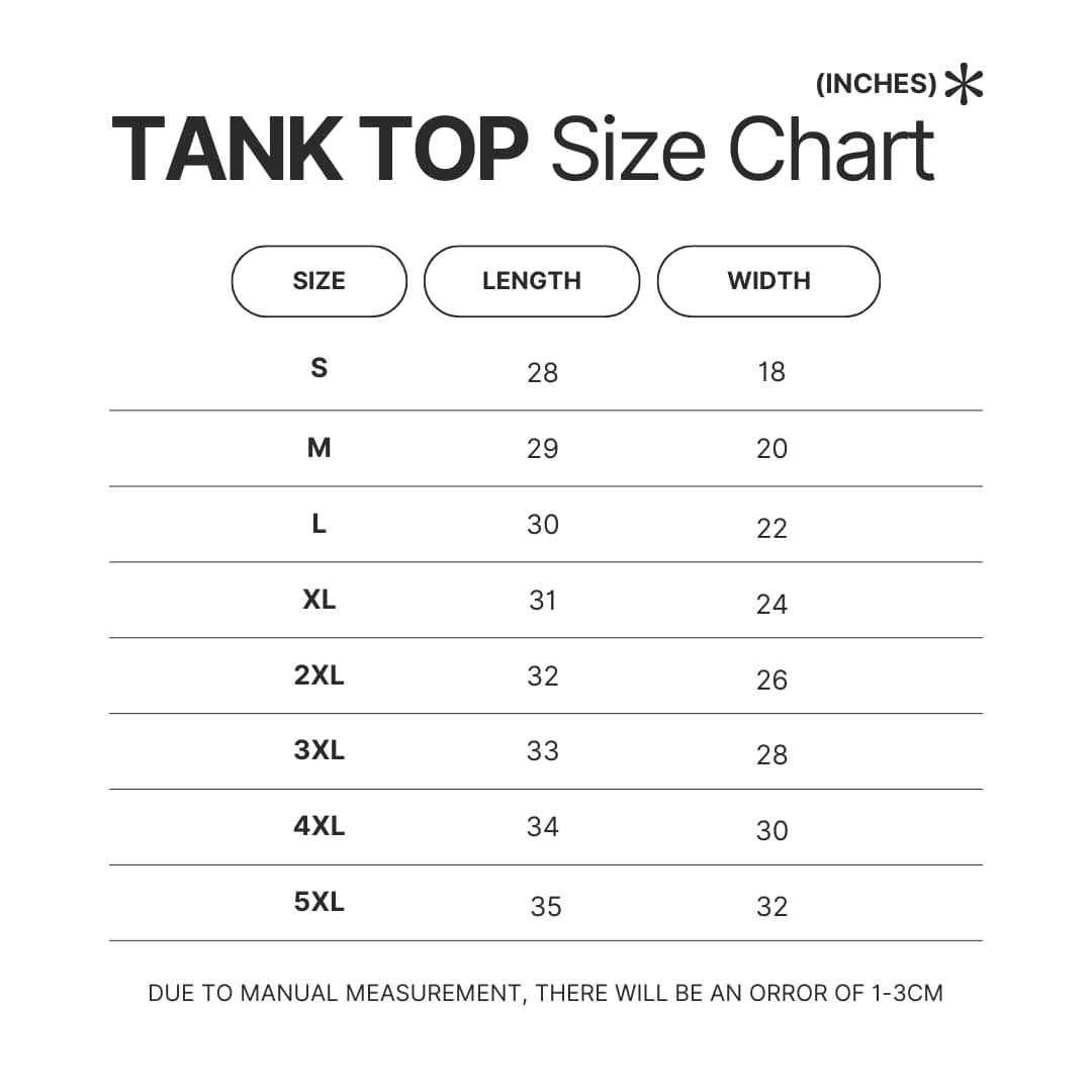 Tank Top Size Chart - Snoopy UK Store