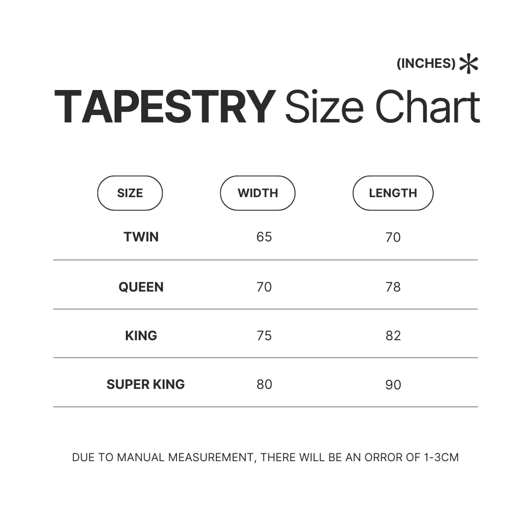 Tapestry Size Chart - Snoopy UK Store