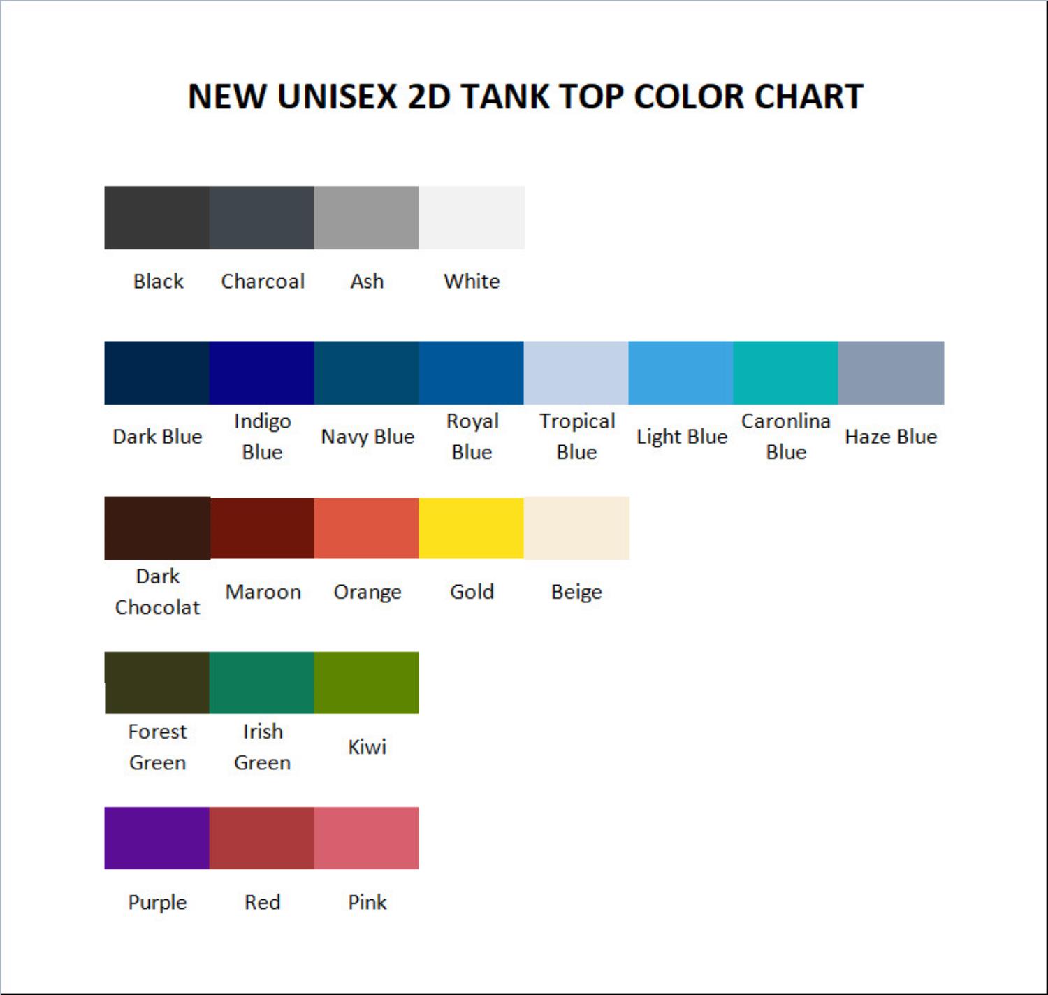 tank top color chart - Snoopy UK Store
